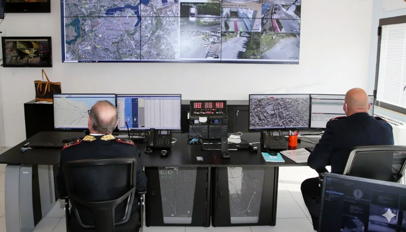 control room renewal with control consoles for police headquarters in brindisi