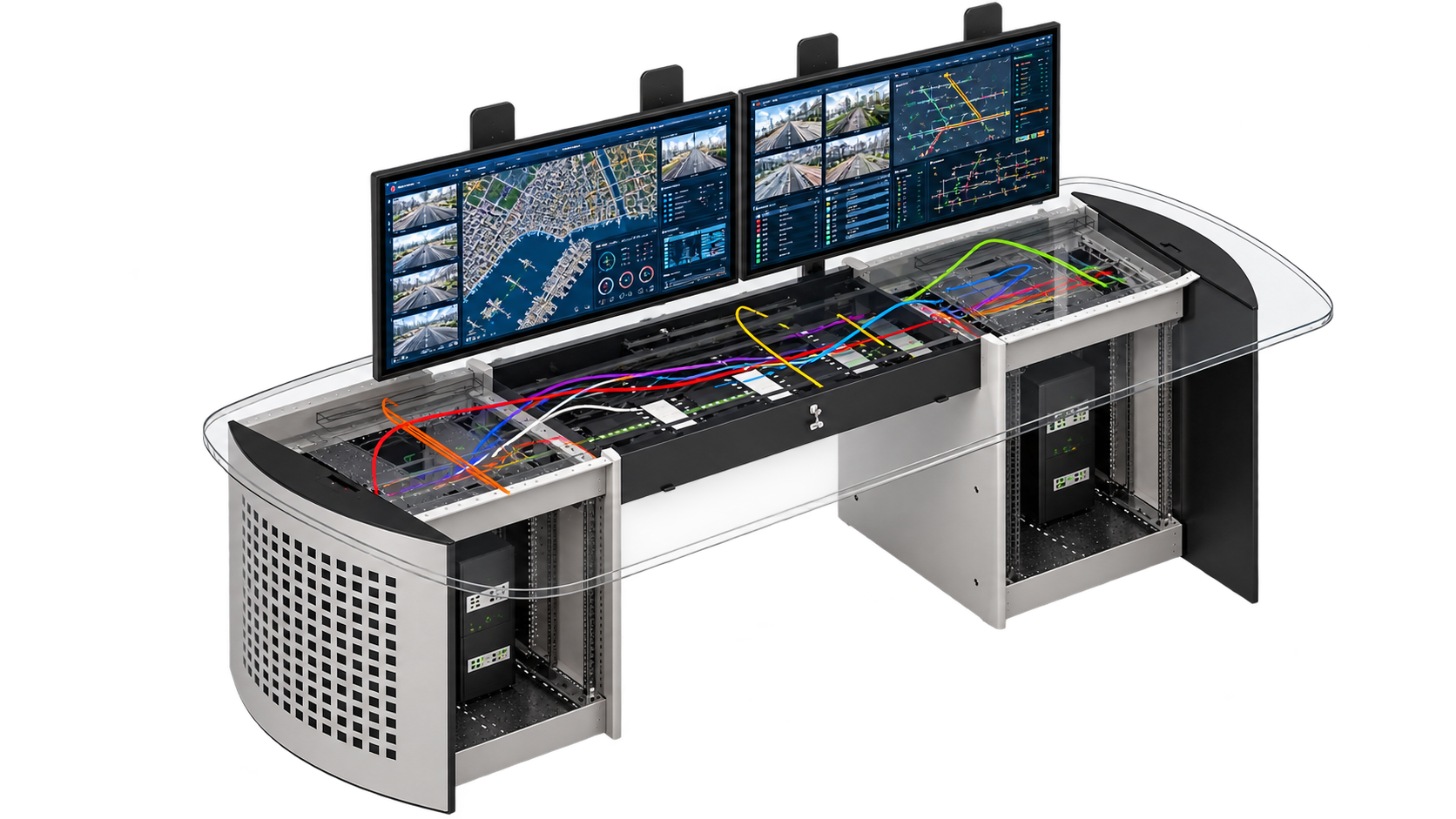 control room console ORGANIZZAZIONE CCAVI E ALLOGGIO APPARECCHIATURE