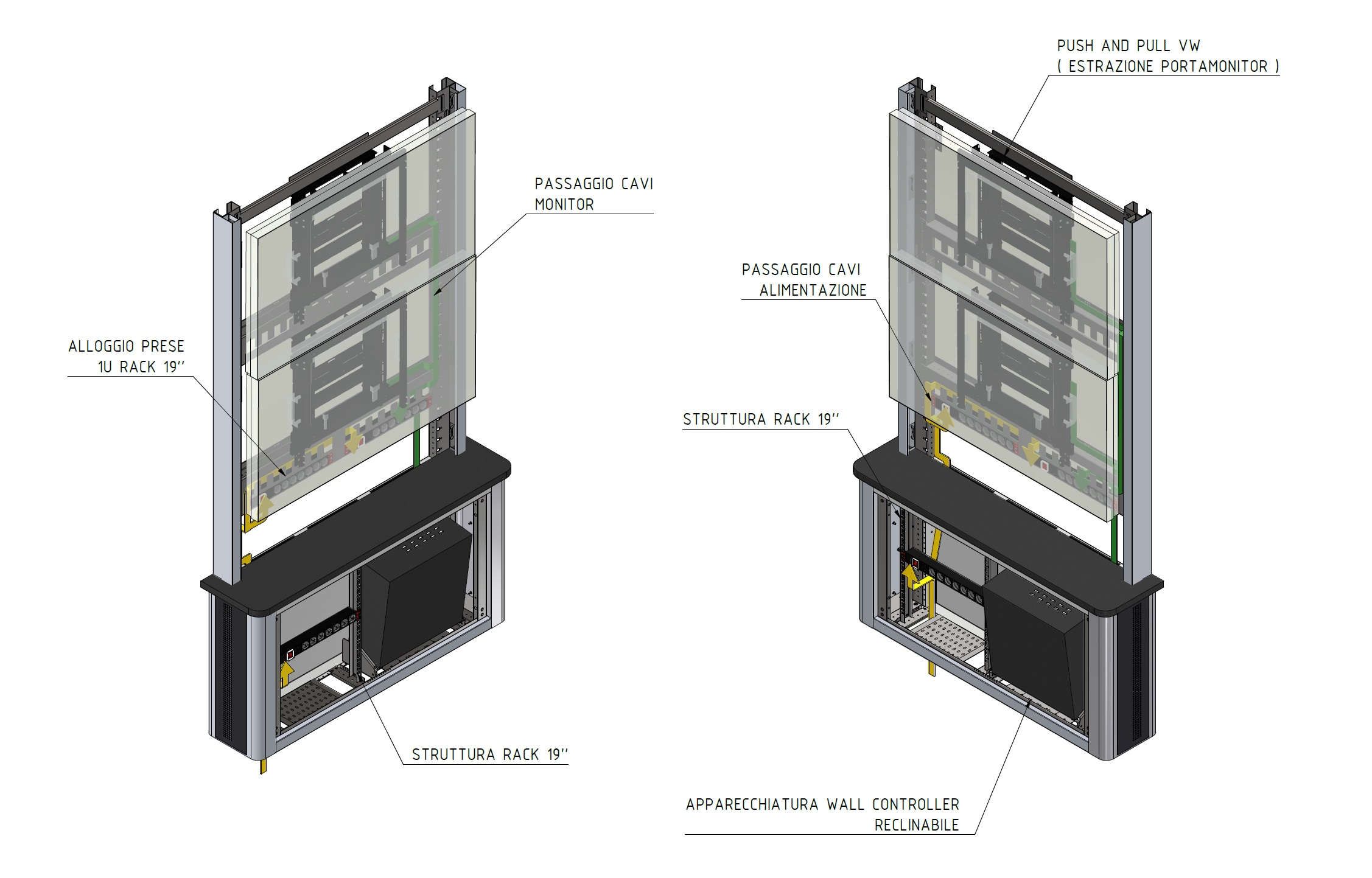 videowall 1000 base passaggio cavi 1