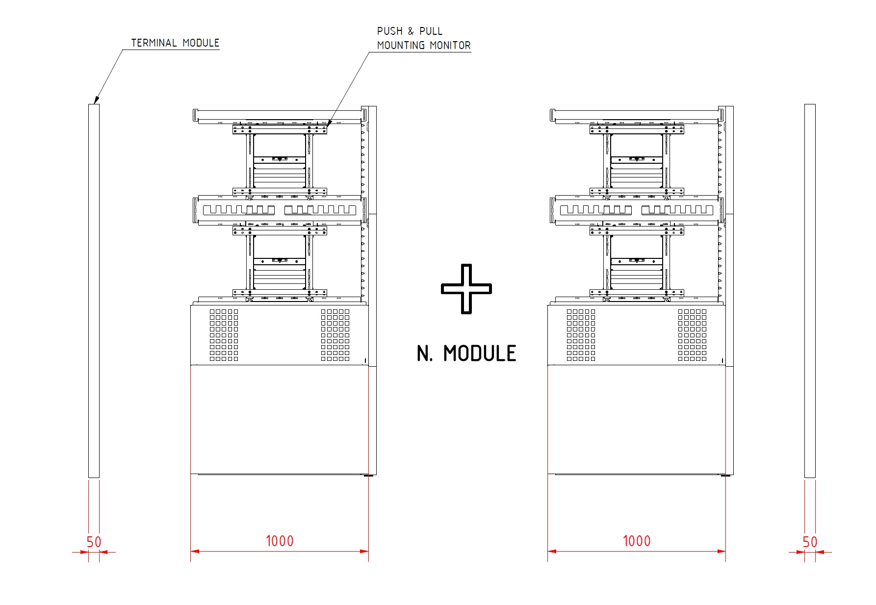 videowall 1000plan modularita passo 1000