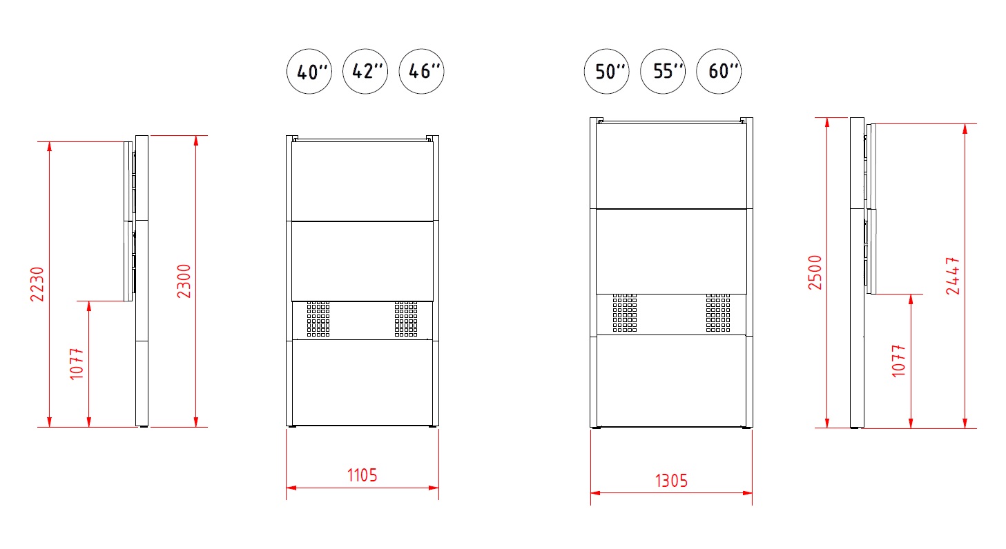 videowall 1000 plan 1 colonna 2 righe